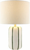 White Farmhouse Table Lamp | Ceramic Linen Shade Boho UK