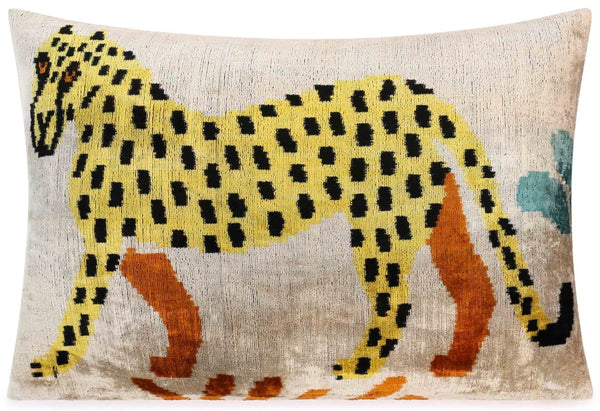 Handmade Velvet Lumbar Pillow with Yellow and Black Cheetah Design - High-Quality 16x24 Inch Decorative Accent with Premium Down Feather Insert for Sofas, Couches, and Interior Design-0