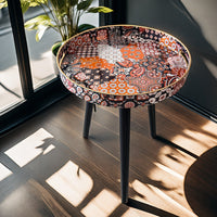 Boho-Chic Blue Coffee Table with Tray-1