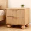 Rattan Bedside Table 2 Drawers Pine | Boho Bedroom Storage UK