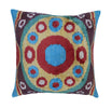 Silk Velvet Gold Blue Red Cushion 16x16