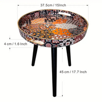 Boho-Chic Blue Coffee Table with Tray-2